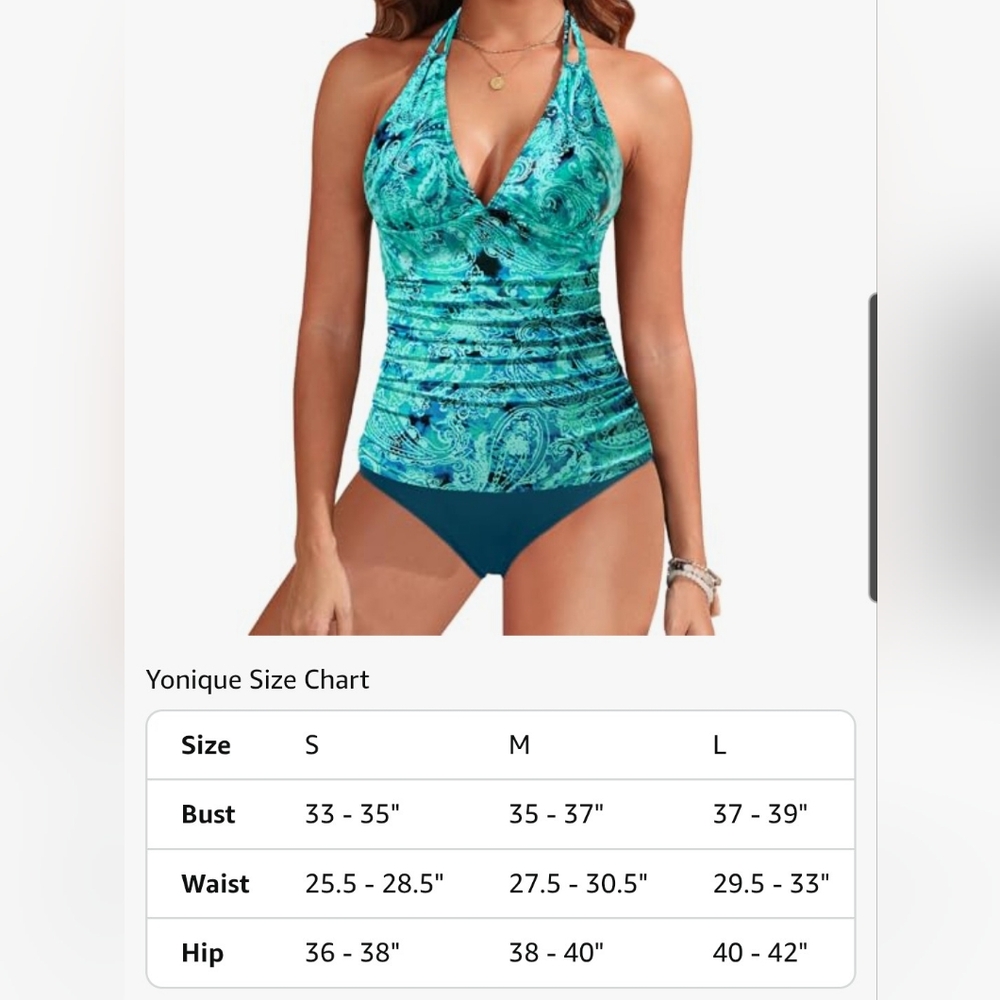 Younique Teal Paisley Top With Solid Bottoms Size Large - Picture 5 of 5